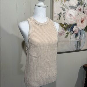 J. Crew Cream Sleeveless Knit Top  with Cross Knit Back